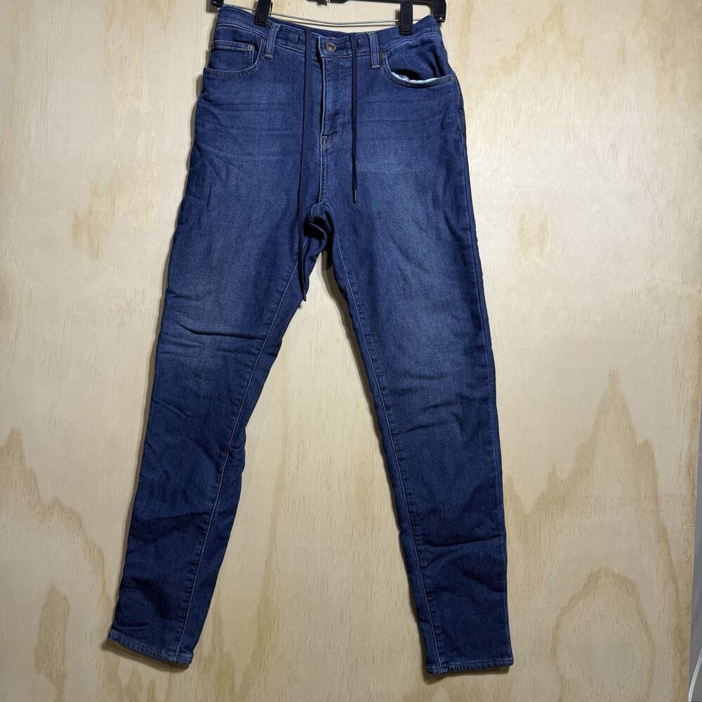 Uniqlo EZY‎ Denim Jeans Womens Size M Slim Tapered High Rise Stretch Blue 28x27